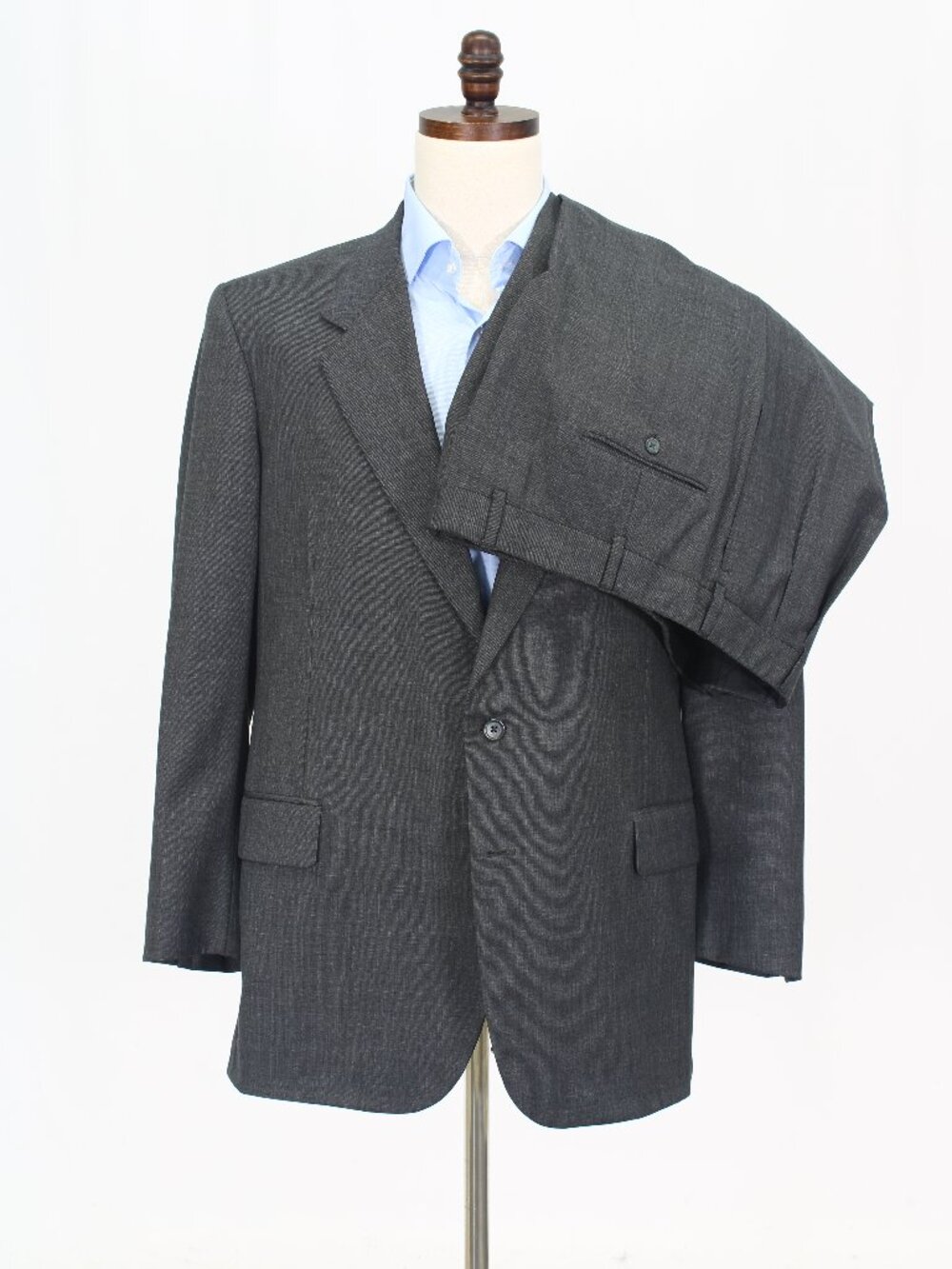 Tom James 46L 40x29 Gray Full Suit 2-Button Solid R926
